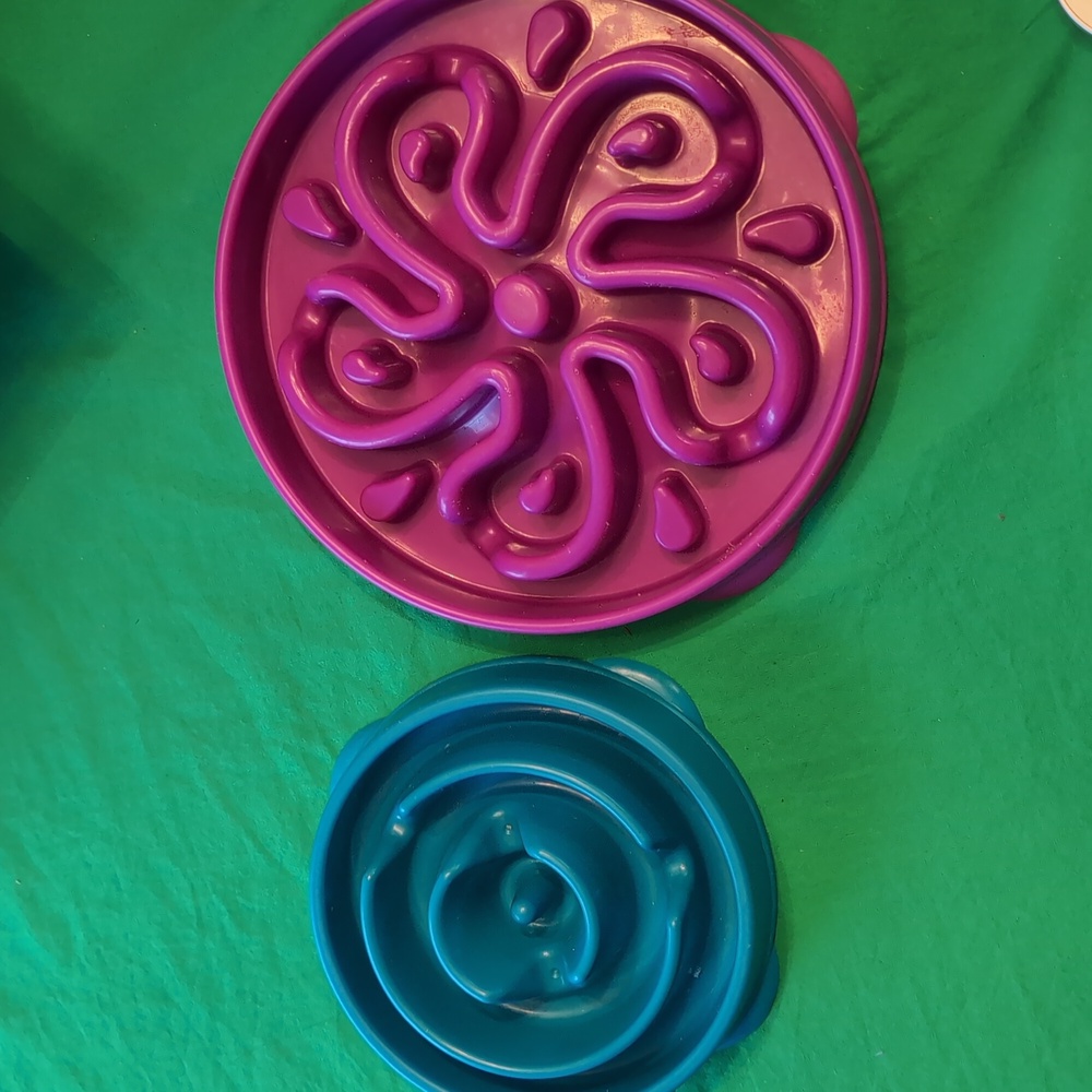 Fun Feeder Slow Dog Bowl Regular and Large Blue Purple